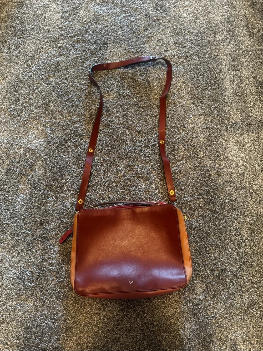 Anya Hindmarch Orange and Red Leather Interior Crossbody